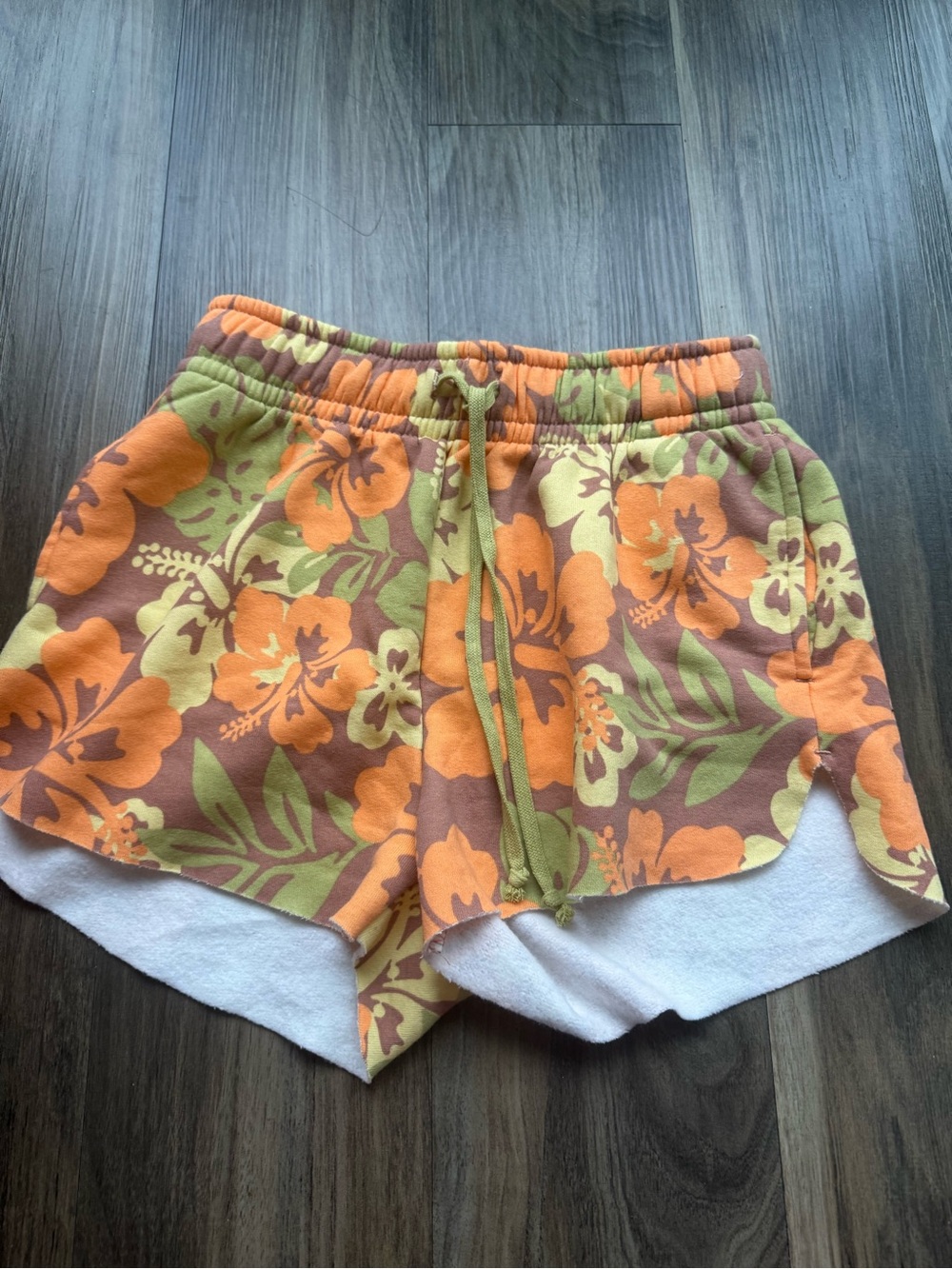 wild fable Floral Drawstring Lounge Shorts in Orange & Lime
